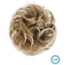 4 Icnh 凌乱发髻发片卷发大发髻发圈浅棕色混合自然金色合成凌乱发髻发片适合女性女孩 - 彩色 - 查看 24