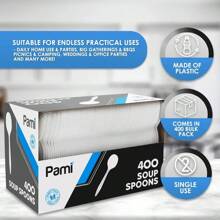 PAMI MediumWeight Disposable Plastic Forks [400Pack] Bulk White Plastic Silverware For Parties Weddings Catering Food Stands Takeaway Orders And More Sturdy SingleUse Partyware Forks