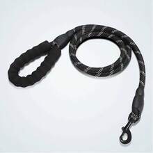 圆绳防擦伤防爆反光宠物牵引绳，适用于中大型犬的狗牵引绳 - 黑色 - 查看 4