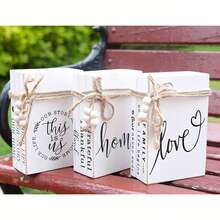 قطعة واحدة من مجموعة كتب زخرفية خشبية، كتب مزيفة ريفية بلون أبيض وأسود مشوه مزينة بخرز وشرابات، مصنوعة يدويًا من خشب الأرز مع شعارات إلهامية، بشكل مستطيل قابل للتثبيت، مناسبة لطاولة القهوة والمدفأة والرف والصينية وغرفة المعيشة ومكتب المنزل والمكتب والدراسة والرف الكتب والعرض على الطاولة، هدية عيد الميلاد والزفاف والاحتفال بالمنزل الجديد، بطراز قديم وحديث وبسيط وفني ديكو، ديكور منزلي عام - متعدد الألوان - مشاهدة 4