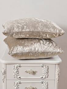 1 件纯色天鹅绒枕套，简约纯色防污可拆卸可洗装饰抱枕套，适用于卧室、客厅、沙发（不含枕芯），香槟色，黑色