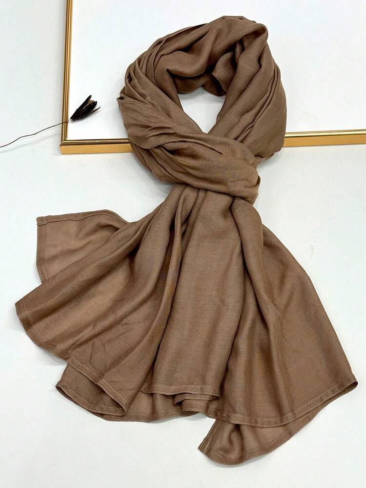 1条简约纯色柔软亲肤头巾，透气日常佩戴优雅披肩式头巾，可搭配连衣裙 - 彩色 - 查看 24