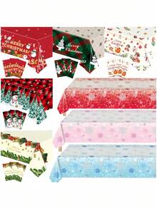 1 pieza Nuevo mantel temático de fiesta de Navidad, mantel desechable con Papá Noel rojo y renos para decoración navideña infantil, adecuado para fiestas de Navidad, Nochevieja, celebraciones de invierno, cumpleaños, decoración diaria de mesa, artículo esencial para fiestas