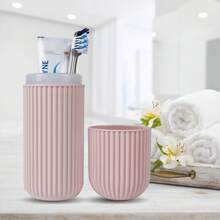 1 件便携式旅行漱口杯、牙刷和牙膏收纳盒、旅行露营牙刷杯、旅行洗面奶套装、旅行必需品、海滩和假日返校旅行收纳盒 - 彩色 - 查看 9