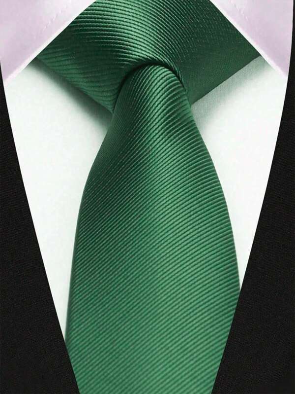 1 pieza Corbata verde oliva para hombres, corbata de rayas de unicolor a la moda, adecuada para bodas, fiestas, vestimenta formal y negocios