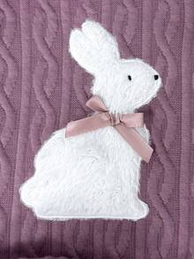 1pc Baby Girls' Cute Rabbit Pattern Padded Romper, Round Neck Long Sleeve Footed Jumpsuit, Suitable For Infant Daily Casual Wear