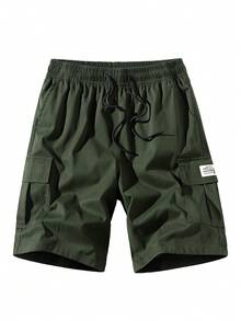 1pc Men's Multi-Pocket Summer Cargo Shorts, Casual Drawstring Waist Shorts Sports - Army Green - View 4