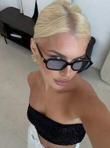 1 副小号矩形镜框时尚眼镜，适合度假、旅行、运动风格、驾驶、节日、海滩、音乐节、郊游、夏季配饰、假期、家庭出游、优雅装扮、街头风格配饰、运动、派对、户外活动、街头风格外观、钓鱼、夏季海滩度假、户外、旅行 - 黑框藍片 - 查看 6