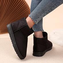 Damskie czarne, puszyste, ciepłe śniegowce do połowy łydki, modne, miękkie, ocieplane buty zimowe, antypoślizgowe, wygodne, czarne śniegowce, brązowe śniegowce, futrzane buty