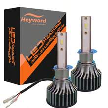Heyword Heyword 2pcs LED Car Headlight 9005 9006 H13 H11 H7 H4 H1 Car Headlights High Low Beam, 75000LM 800% Brighter Five Color Options6500K/3000K/4300K/8000K/25000K Fast Silent Fan Bright Cob 1860 Chip Plug-N-Play