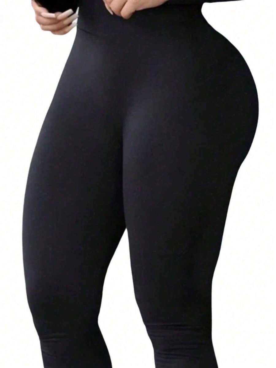 Calça Legging Encorpada Grossa Cintura Alta Encorpada. - Preto - Visão 1