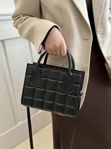 1 pieza Bolso con textura de moda, con relieve en forma de rombo, para uso diario