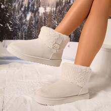 Damen Schwarze Mode Schneestiefel, flache warme Winterschuhe, kurze Winterstiefel