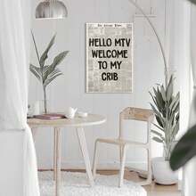 1pc Canvas Poster Vintage Newspaper Aesthetic Wall Decor Hello MTV, Welcome To My Crib Art Print Painting Room Decoration Spatial Aesthetics Wall Art Gift For Him - 無框架風格 - 查看 3
