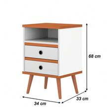 Mesa de Cabeceira Otto 2 Gav Lateral de Cama Quarto Pés Palito - Branco - Visão 3