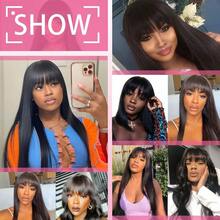 Straight Wig With Bangs Black Wigs For Women Bob Shoulder Length Wigs Heat Resistant Fiber Synthetic Hair Wigs Hair Replacement Natural Looking - Natural Black - 查看 9