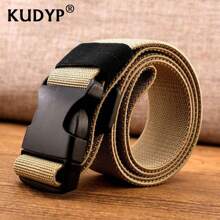 KUDYP Plus Size Thick & Long Casual Elastic Canvas Belt, Durable & Stretchy, Plastic Buckle, Suitable For Casual, Street, Spring/Summer/Autumn/Winter, Available In 3.0cm Narrow And 3.8cm Wide Versions, Unisex For Students, Military Training, Outdoor, Hiking