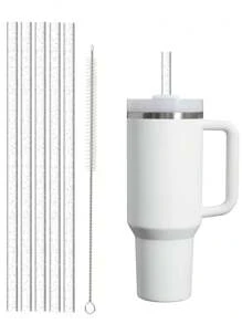 7pcs/6pcs/1pc/Set Replacement Glitter Straws For 40oz/30oz Cups, Material Reusable Straws With Cleaning Brush, Suitable For 30oz/40oz Cups, Cute & Modern Design, Great Gift For Family, Friends, Lover, Christmas, Valentine's Day - Multicolor - View 12