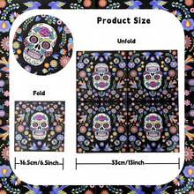 20/40/60 件彩色花卉和鸟类骷髅图案万圣节纸巾，13*13 英寸，双层，万圣节装饰印花纸巾，万圣节派对餐桌装饰和餐饮，万圣节派对用品