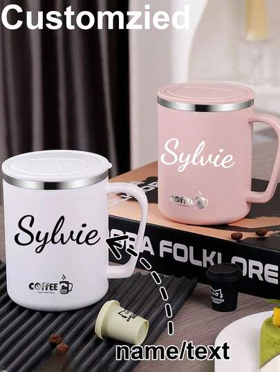 1pc Custom Stainless Steel Insulated Coffee Mug With Handle, 12oz Double Wall Vacuum Travel Mug, Tumbler Cup With Sliding Lid, Double-Layer Thermal Insulated Water Cup, Leak Proof & Anti Scalding Milk Coffee Cup, Large Capacity Drinking Cup Kitchen Drinkware, Suitable For Student And Adult Use In Home, School, Office, Outdoor Camping, Picnic,Multi-Functional, ,Ornamental,Reusable,Exquisite,Stylish,High-Quality,Colorful,Modern,Custom,Personalized,Unique,Ideal Gifts For Him,Ideal Gifts For Her,Boyfriend,Dad,Girlfriend,Mom,Family,Friends,Tea Room,Home,Garden,Office,For Anniversaries,For Valentine's Day,For Mother's Day,For Birthdays,For Father's Day,For Graduation,For Weddings,For Housewarming,Drinkware,Chic Design