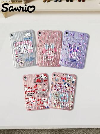 Sanrio Capa protetora de silicone com estampa de ondas roxas Kuromi para TAB A7, A8, capa protetora fofa de cachorro com orelhas grandes para TAB A9