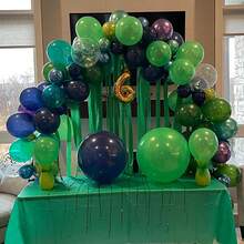 Globos de látex de 10 pulgadas de color azul marino y verde oscuro, globos de color blanco de té de frutas con cintas. Adecuado para fiestas de revelación de género, despedidas de soltero/soltera, celebraciones, fiestas de cumpleaños, graduaciones, aniversarios, fiestas del Día de la Independencia, duchas nupciales, Navidad, San Valentín, Día de la Madre, fiestas festivas, Ramadán - Multicolor - Ver 9