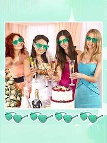 1/2/4/8/10只装心形派对眼镜，时尚心形，派对眼镜，沙滩配饰，适合婚礼、生日派对、旅行、新娘送礼会、单身派对、婚礼、伴娘礼物 - 綠色 - 查看 6