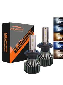 Heyword Heyword 2pcs LED Car Headlight 9005 9006 H13 H11 H7 H4 H1 Car Headlights High Low Beam, 75000LM 800% Brighter Five Color Options6500K/3000K/4300K/8000K/25000K Fast Silent Fan Bright Cob 1860 Chip Plug-N-Play