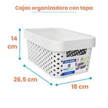 Kit 2 cajas organizadoras con tapa plástico modernas para hogar oficina o escuela - Blanco - Ver 10