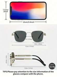 1pc Retro Thick Frame Fashion Fashion Glasses, Punk Style, All Season - Multicolor - View 3