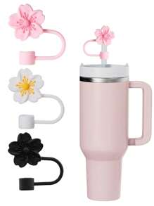 8pcs/4pcs/3pcs/1pc Silicone Crabapple Blossom Straw Caps, Reusable Straw Covers For 10mm Wide Straws, Fashion & Cute Style Straw Toppers Fits Modern Minimalist Cups