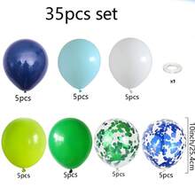 Globos de látex de 10 pulgadas de color azul marino y verde oscuro, globos de color blanco de té de frutas con cintas. Adecuado para fiestas de revelación de género, despedidas de soltero/soltera, celebraciones, fiestas de cumpleaños, graduaciones, aniversarios, fiestas del Día de la Independencia, duchas nupciales, Navidad, San Valentín, Día de la Madre, fiestas festivas, Ramadán - Multicolor - Ver 3