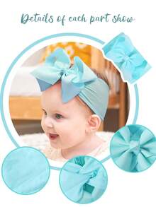 bilicaca 20 piezas Diademas de nailon para bebé con moño, accesorios para el cabello elásticos con moño de cinta para recién nacidos, bebés y niños, colores aleatorios - Multicolor - Ver 3