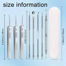 8-Piece Needle Set, Cell Clip, Blackhead Remover, Ultra-Fine Tweezers, Professional Beauty Salon, High-Precision Needle, Cleaning Clip Set - 銀色1套 - 查看 4