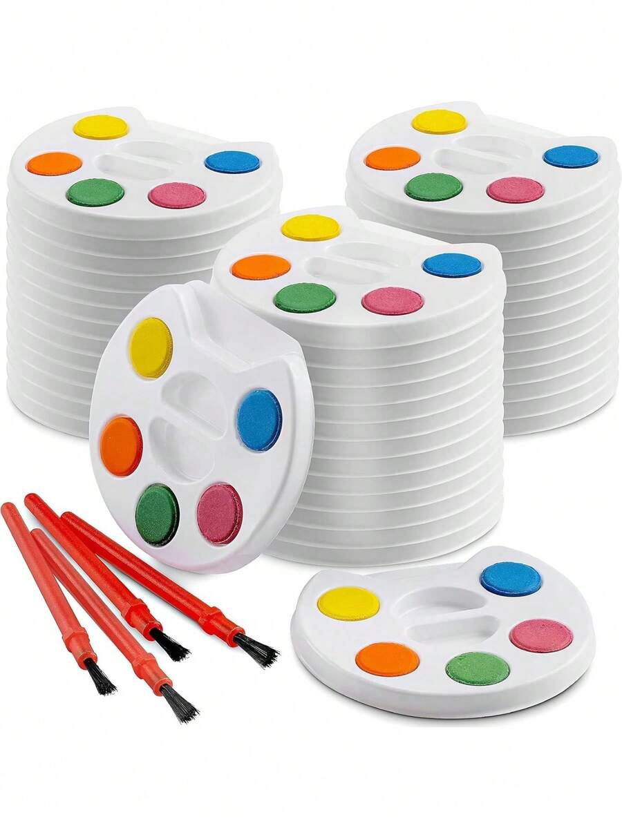 1/3pcs Mini Watercolor Paint Set Paint Palette, 5 Color Mini Paint Set Kit With Brushes, Art Party Favors Paint Party Favors For Party, Goodie Bag Stuffers For Art Supplies, Birthday Party, Events And Gatherings - Multicolor - View 1