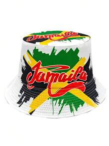 1 件女士/男士牙买加字母印花渔夫帽，时尚休闲百搭遮阳帽，适合户外运动、通勤、徒步旅行、钓鱼、海滩、情侣，适合日常使用 - A - 查看 13
