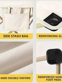 1 pieza Silla de camping plegable ultraligera con múltiples bolsillos - Estructura de aleación de hierro, diseño portátil, ideal para playa, pesca, picnic, conciertos y senderismo, mueble de camping, diseño de media luna, adecuado para camping, picnic, pesca, senderismo, playa y talla grande ocasiones