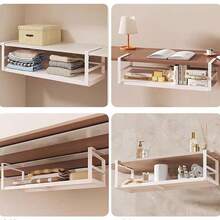 Expandable Metal Microwave Rack | 2-Tier Kitchen Storage Organizer | Multi-Purpose Countertop Shelf With Pull-Out Drawers | Adjustable 40-64cm Height | Ideal For Spice Jars, Appliances & Utensils | Sleek Design For Modern Kitchens, Appliance Organizer | Twotier Design | Functional Kitchenware - White - Upside down - View 4