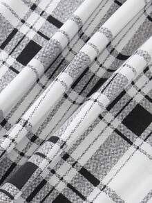 4 piezas Conjunto de pijama de manga larga para hombre, traje de ropa de estar por casa con estampado a cuadros