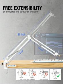 Microphone Arm Stand, Suspension Boom Scissor Mic Stand With Heavy Duty Clamp, 3/8" To 5/8" Adapter, For FIFINE AM8,K688,A8,A6V, For Voice-Over, Gaming, Recording, Studio, Home Office-FIFINE CS1 White - White - View 9