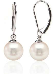 arete de plata de ley con perlas de imitación - 6 mm - Ver 7