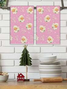 40*60cm Weihnachts-Geschirrtuch, süßes Weihnachtsmann-Muster dekoratives Handtuch, saugfähiges Reinigungstuch für Weihnachtsküche & Bad, Doppelnutzen Feiertags-Dekorationstuch - Verschiedenfarbig - Übersicht 6
