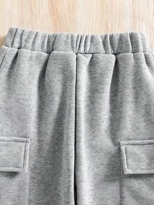 Tween Boy Numeric Print Crew Neck Sweatshirt And Sweatpants Set - Grey - View 8