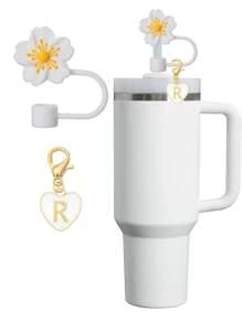 2 件/1 套心形和字母樱花吸管帽、白色杯形字母标记和硅胶樱花可重复使用吸管帽（适用于 10 毫米宽吸管）、可爱字母装饰（适用于现代简约玻璃杯）、母亲节礼物 - 白色 - 查看 26