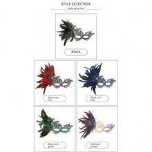 Halloween Facewear Phoenix Peacock Feather Face Shield Cosplay Costume Accessory For Halloween Masquerade