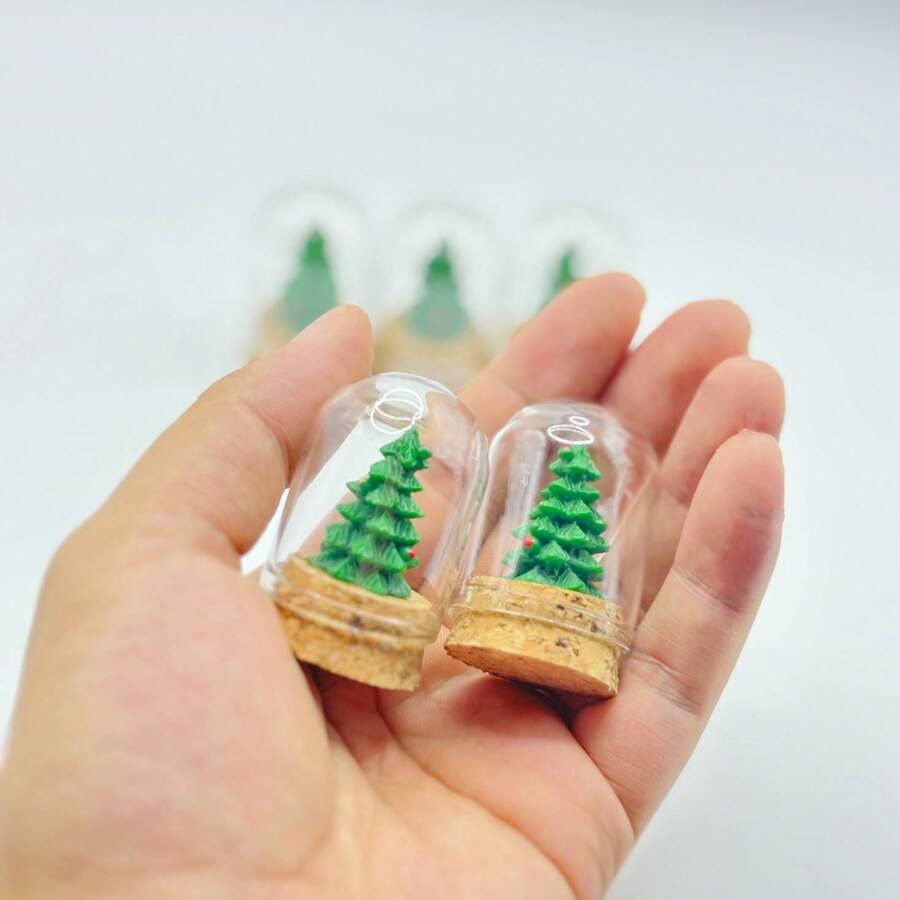 1pc Mini Glass Dome Christmas Tree Decor, Desktop Ornament, Micro Landscape Decoration, Beautiful Christmas Gift, Living Room Accessory Home Decor Christmas Decorations Room Decor