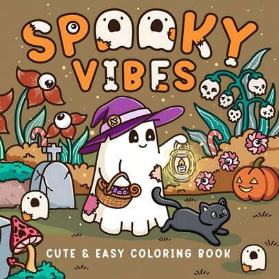 1 pièce Cadeau d'Halloween [AMBIANCE EFFRAYANTE] Livre de coloriage d'atmosphère fantôme : Décoration de Noël, Jouets, Convient aux adultes et aux adolescents, Mettant en scène des personnages fantomatiques mignons et des scènes relaxantes, Aide à réduire le stress. Cadeau parfait pour Halloween, le Jour des Morts ou l'anniversaire de Noël, pour les fournitures scolaires, la rentrée des classes