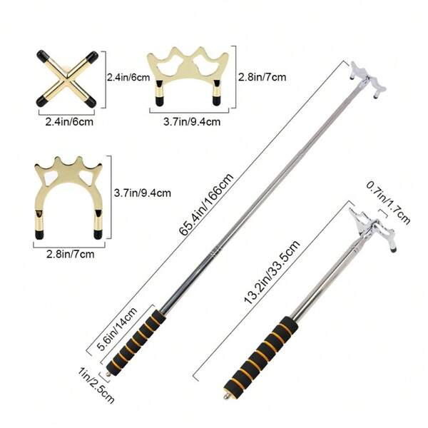 1 pieza Palo de billar retráctil, palo de billar retráctil de acero inoxidable con 3 piezas de cabeza de puente de latón desmontable y agarre de goma, soporte de estante de soporte de palo de billar - Duradero, fácil de sostener y almacenar, accesorio deportivo para la sala de estar, ideal para el billar y los juegos de mesa, accesorios de billar