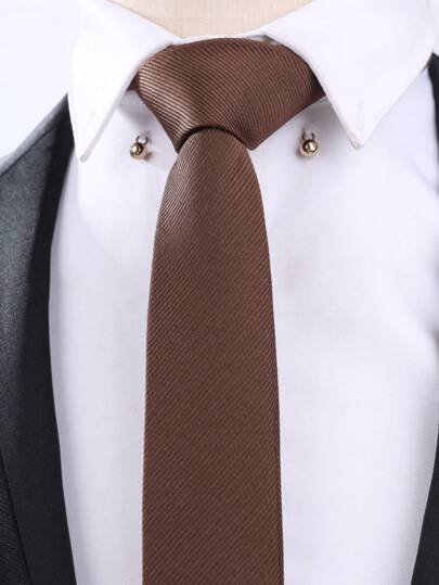 1 corbata de hombre, corbata a rayas de color marrón de moda para hombre, adecuada para bodas, fiestas, vestimenta formal, negocios