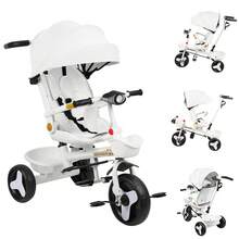 Children's Tricycle With Wraparound Seat, Can Sit Or Lie Down, Multifunctional Stroller, Spacious And Comfortable, Sunproof, 100 * 75 * 50 Cm - 白色 - 查看 5